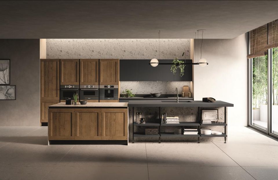 Cucina ibrida moderna tradizionale