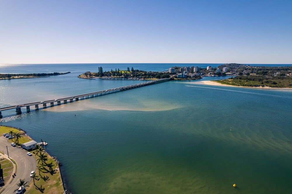 An aerial view of a bridge over a body of water — Fletcher's Truck and 4WD Repair Centre in Forster, NSW