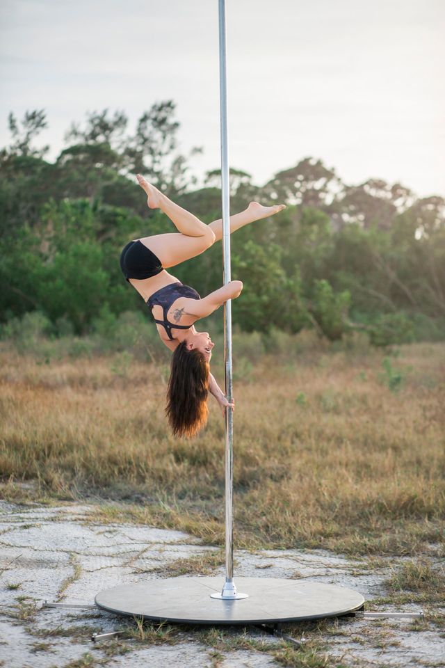 Pole fitness stretching exercises in Miami by KittyKat Pole