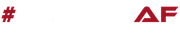 A white background with red letters that say # af
