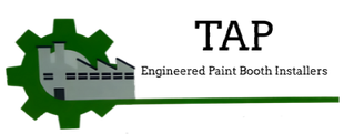 A logo for tap engineered paint booth installers