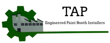 A logo for tap engineered paint booth installers