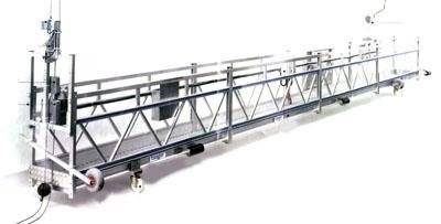 Un modello di piattaforma sospesa con ruote su sfondo bianco.