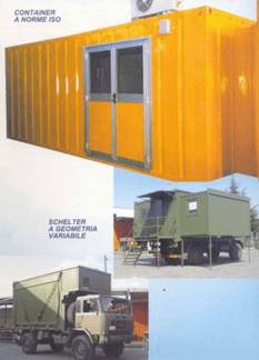 Un camion è parcheggiato accanto a un container giallo.