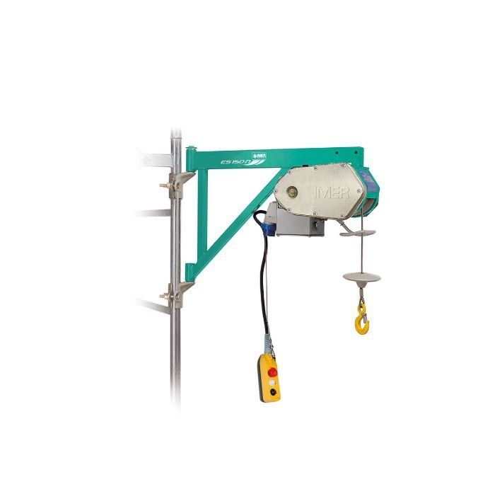 Una gru è attaccata ad un palo con un telecomando.