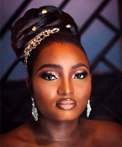 dark skin wedding makeup,  hair updo styles, afro caribbean wedding hair makeup in london.