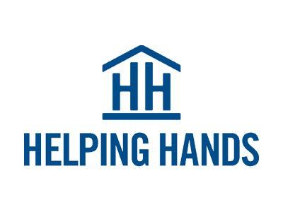 The logo for helping hands is a house with the letter h on it.