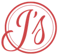 A red j 's logo in a circle on a white background
