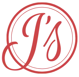 A red j 's logo in a circle on a white background