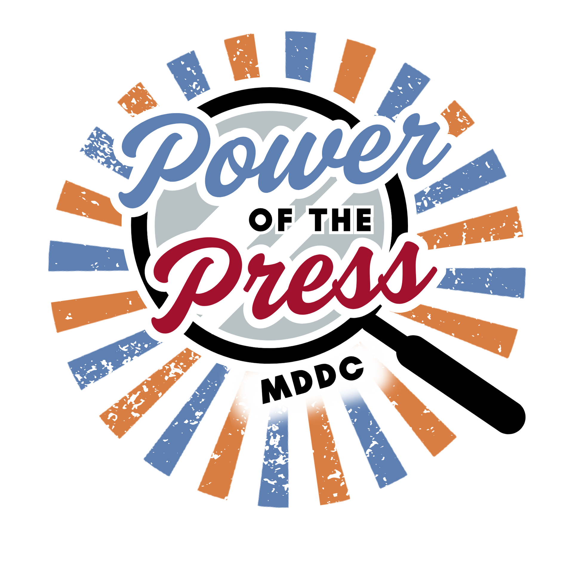 A magnifying glass graphic with text