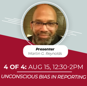 Event flyer with headshot of presenter Martin G. Reynolds, titled 