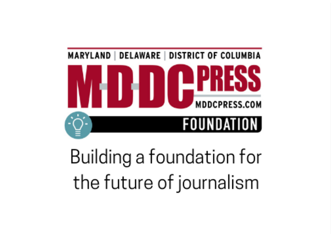 Logo for the MDDC Press Foundation, with red text on a white background and the tagline 