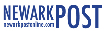 Blue logo for the Newark Post newspaper, including its website, newarkpostonline.com.