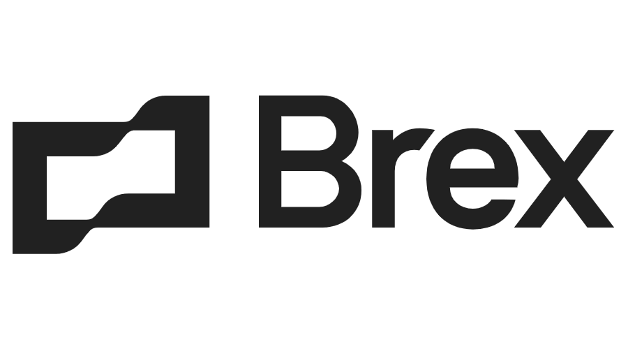 Brex logo: Black stylized square with an open edge, next to 