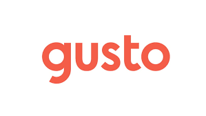 Gusto logo: orange wordmark on a white background.
