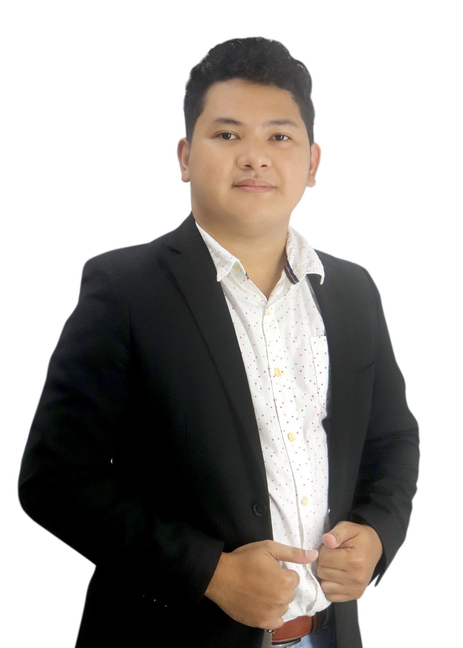 Lemuel in a black suit for Remotely Philippines