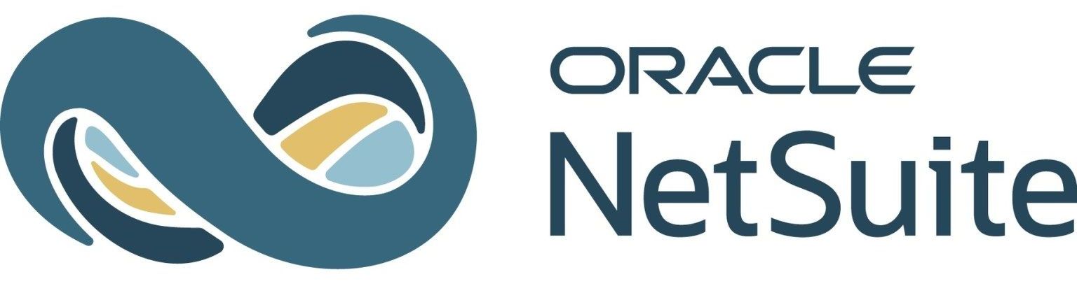 The logo for oracle netsuite is a blue infinity symbol.