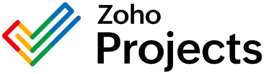 Zoho Projects logo: checkmark design in red, yellow, green, and blue; text