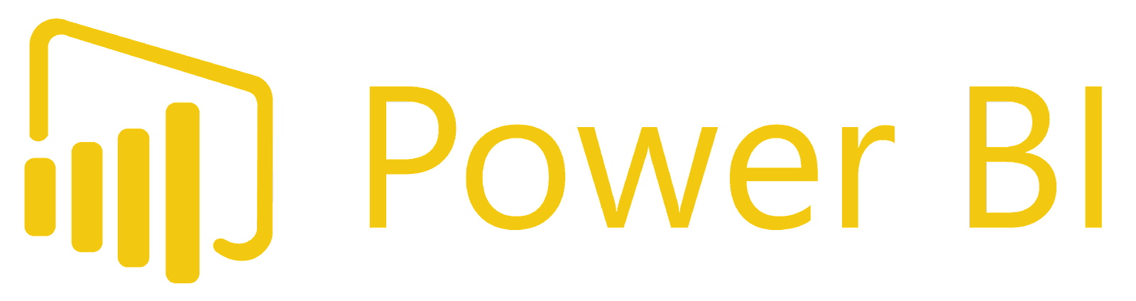 A yellow power bi logo on a white background.