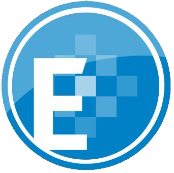 A blue circle with the letter e inside of it