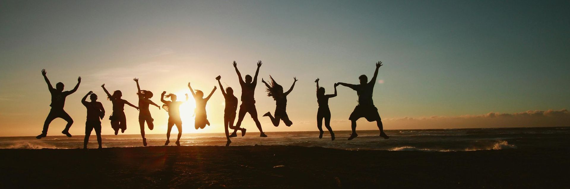 A group of friends jumping