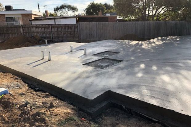 concrete pad laid