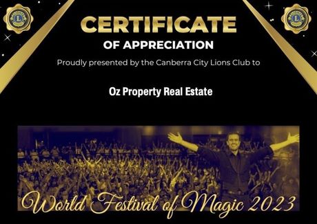 A certificate of appreciation for the world festival of magic 2023