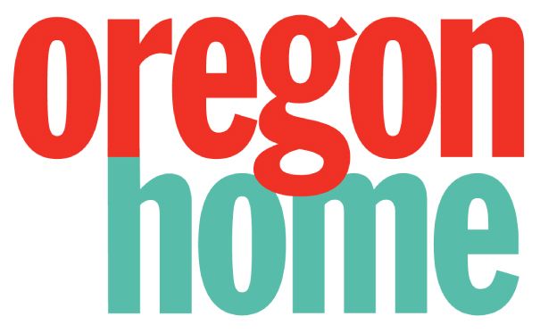 The oregon home logo is red and blue on a white background.