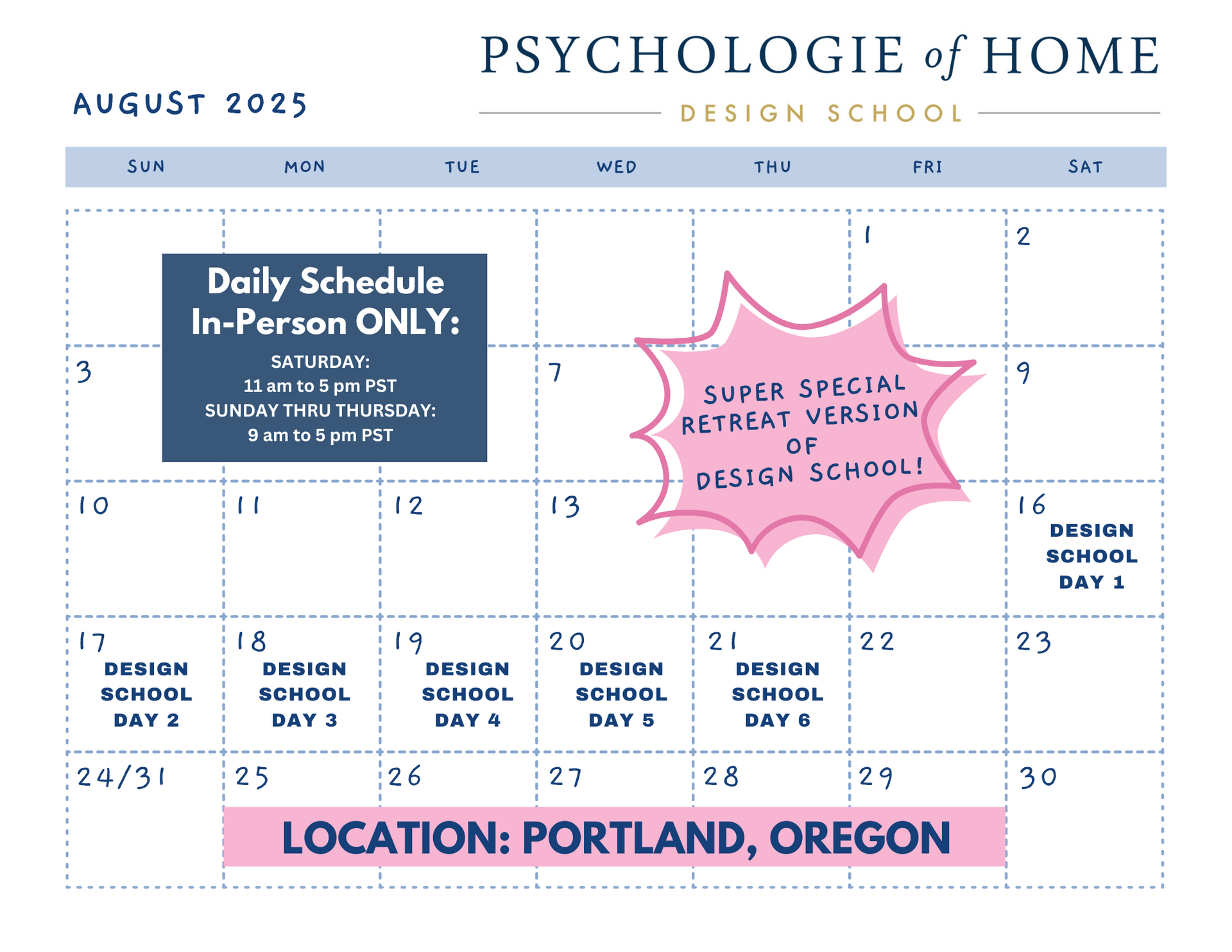 A calendar for the psychology of home design school