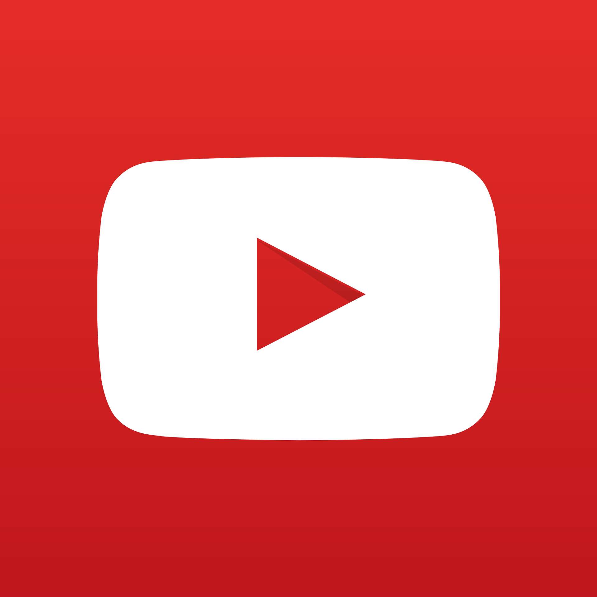 A white youtube icon on a red background