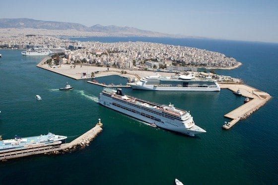 Direct transfer arriving at Piraeus Port cruise terminal from Athens Airport.