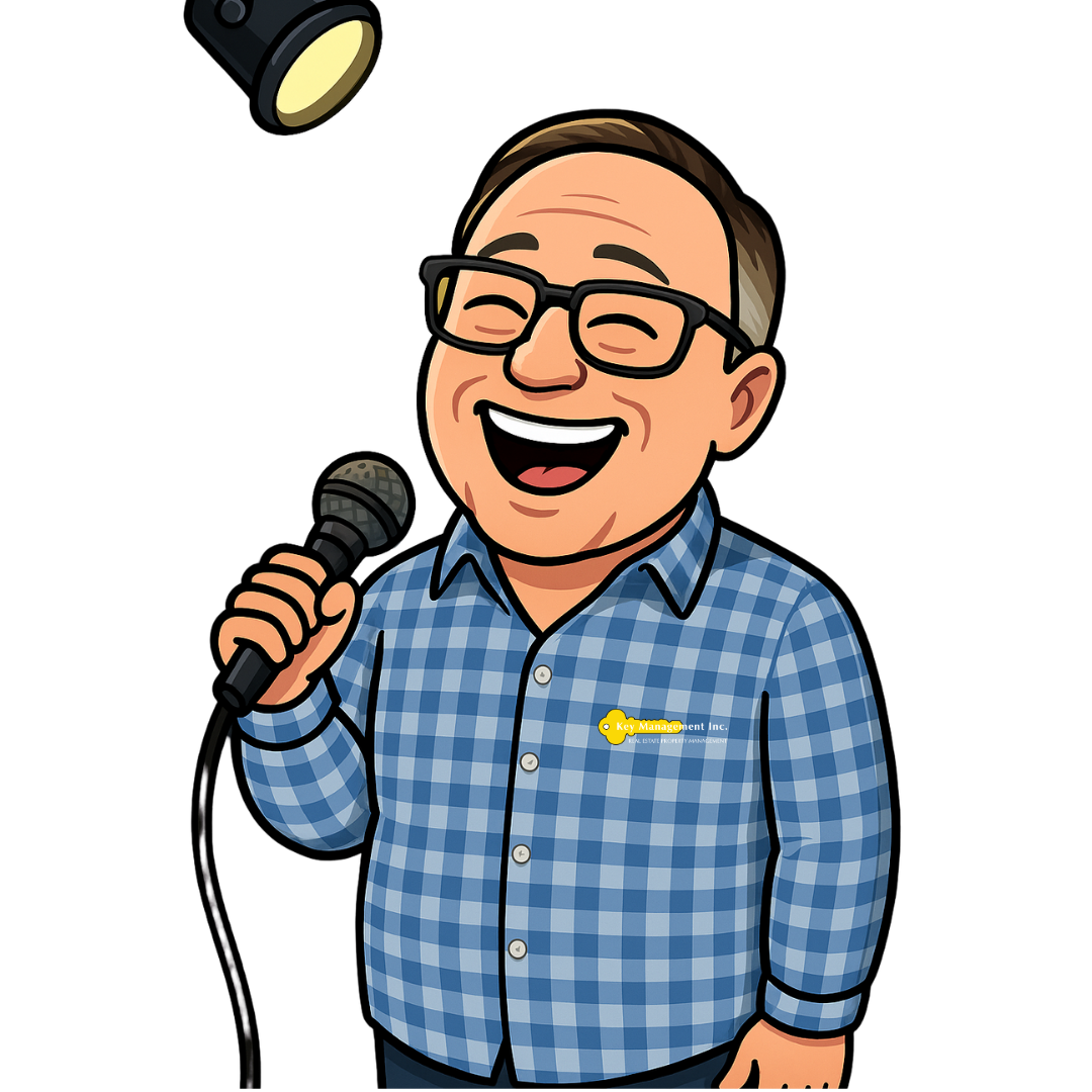 A cartoon of a man singing into a microphone.