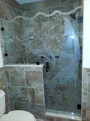 Mermaid and Fish Glass Design — Residential Entry in Clermont, FL