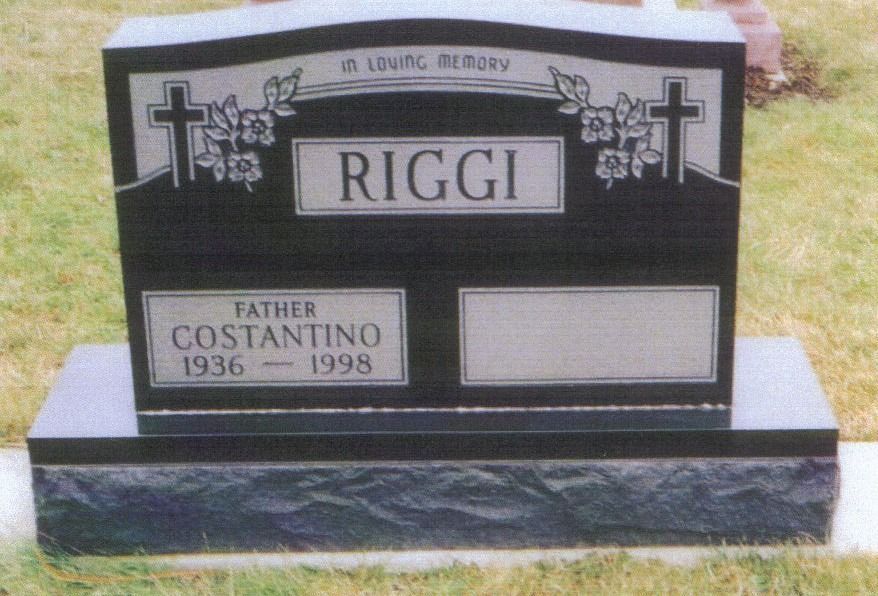 Black granite headstone with 