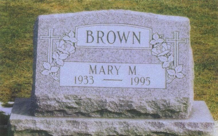 Gravestone for Mary M. Brown, 1933-1995. Features the name 