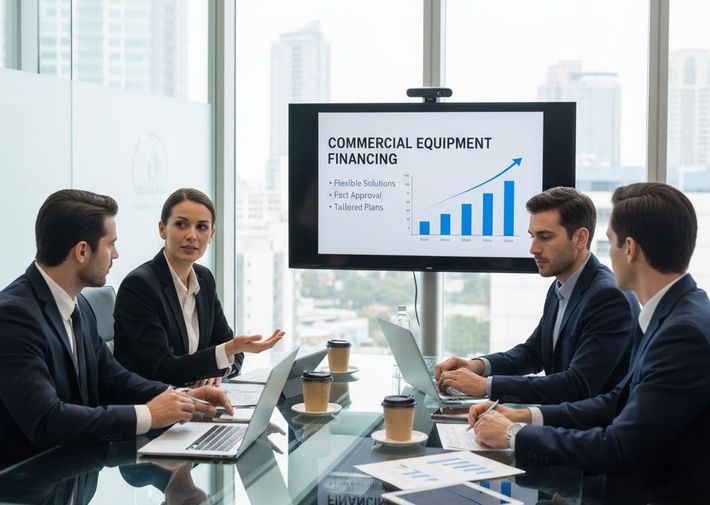Business team in conference room, reviewing 