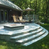 Patio Construction — Patio With Stairs And Fireplace in Pittsfield, PA