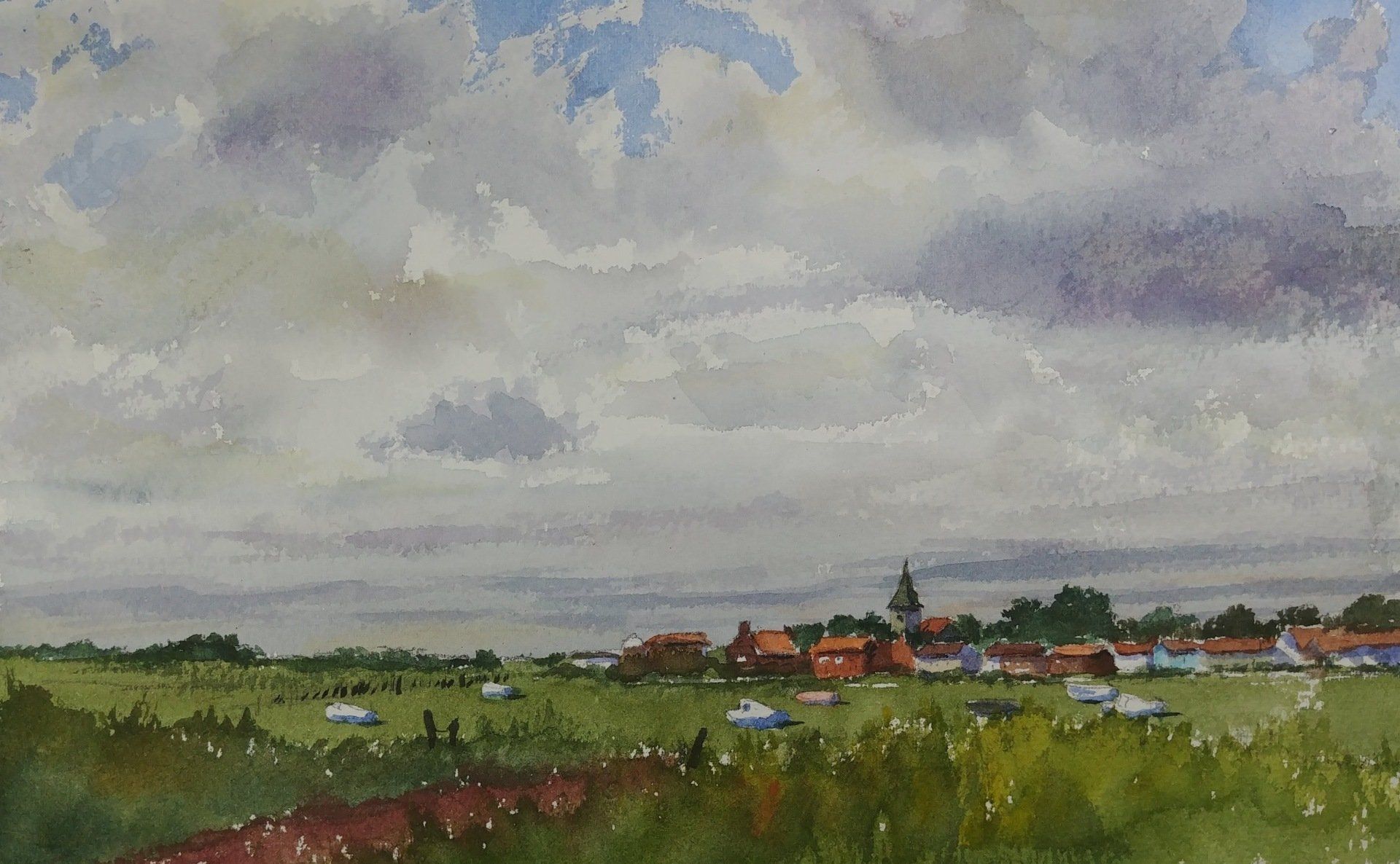 Bosham watercolor live virtual zoom landscape class painting robert sherrill workshops
