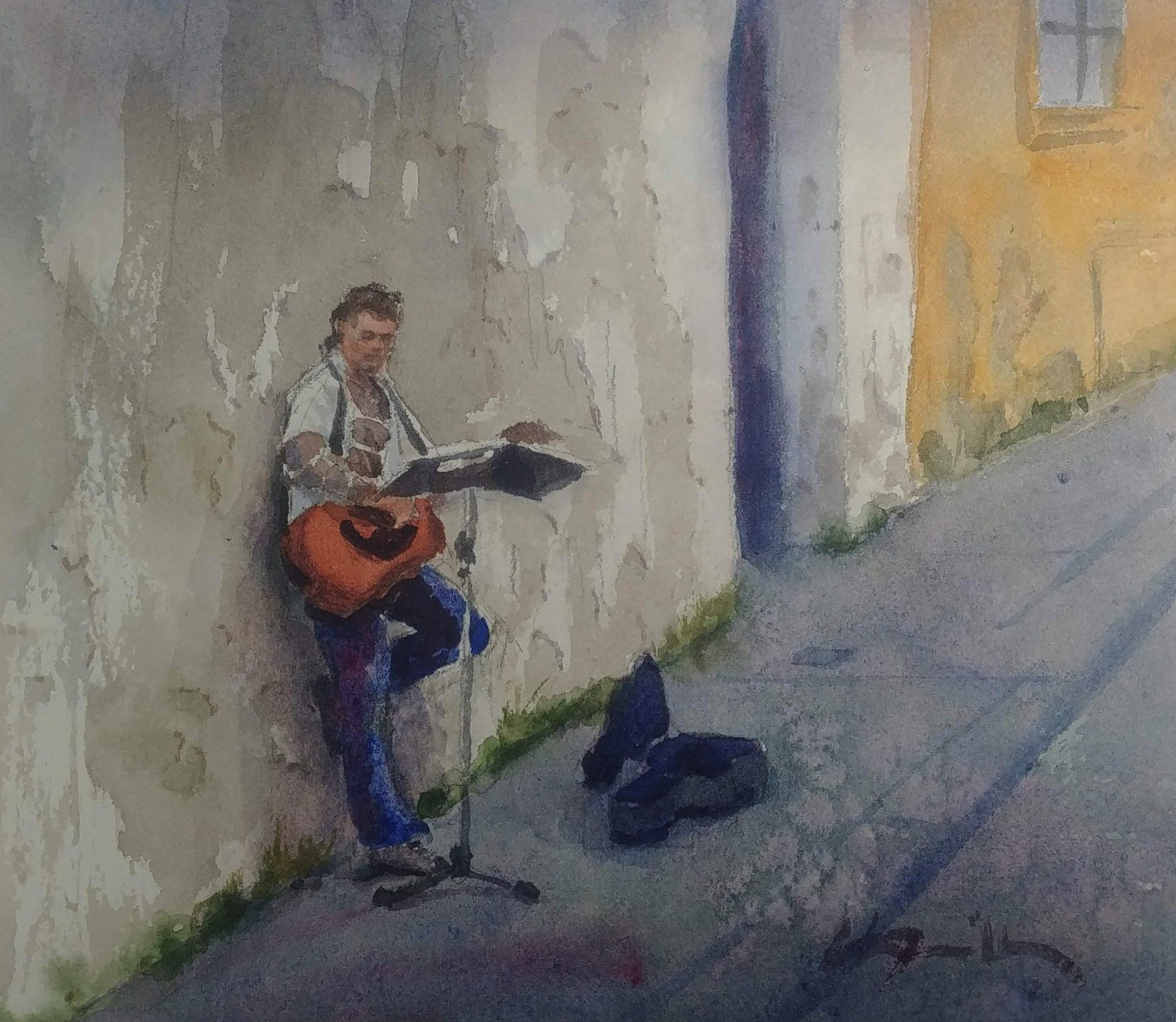 playing for coins watercolor virtual live zoom portraits and people class painting lesson robert sherrill workshops