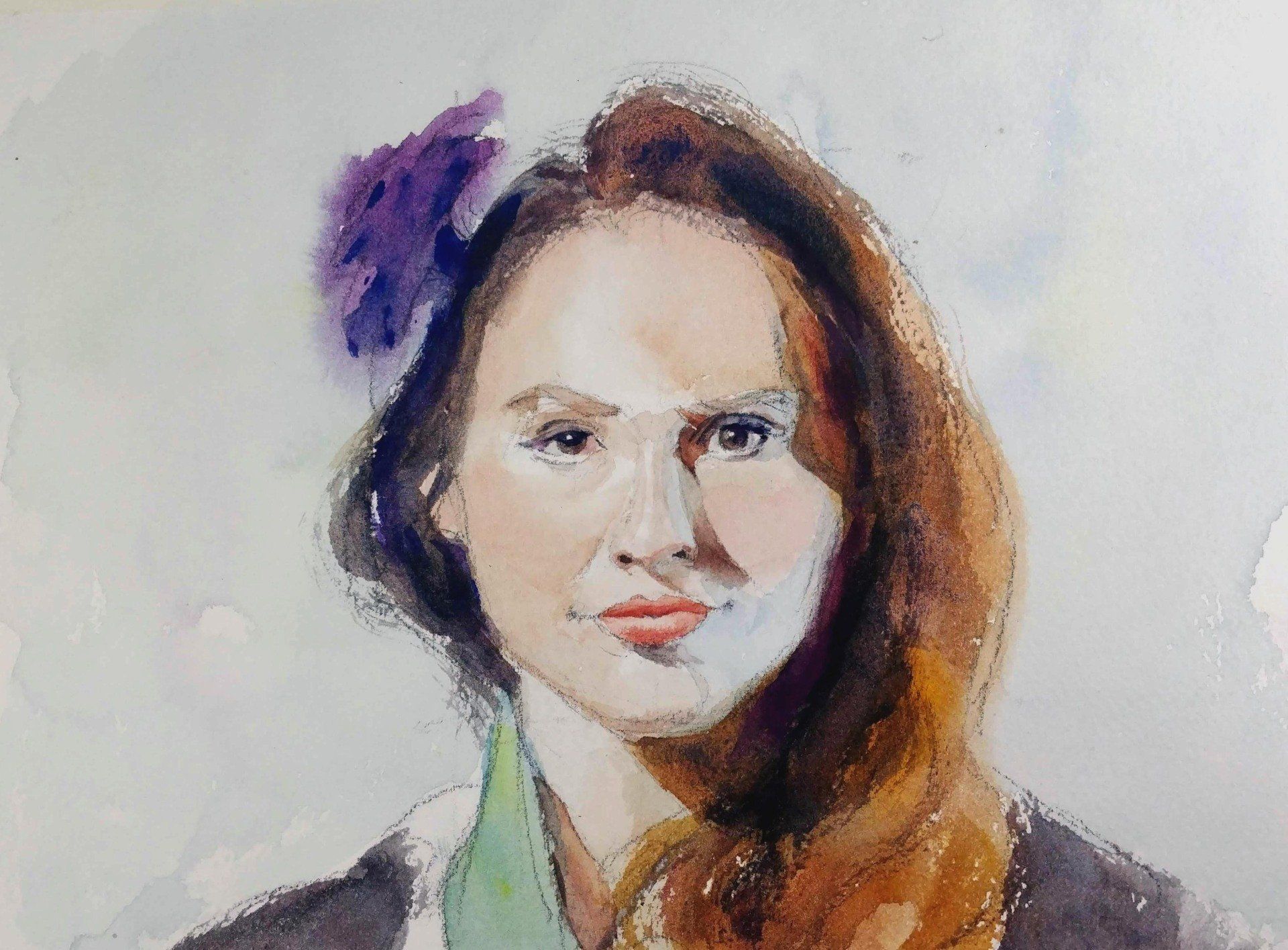 violet watercolor virtual live zoom portraits and people class painting lesson robert sherrill workshops
