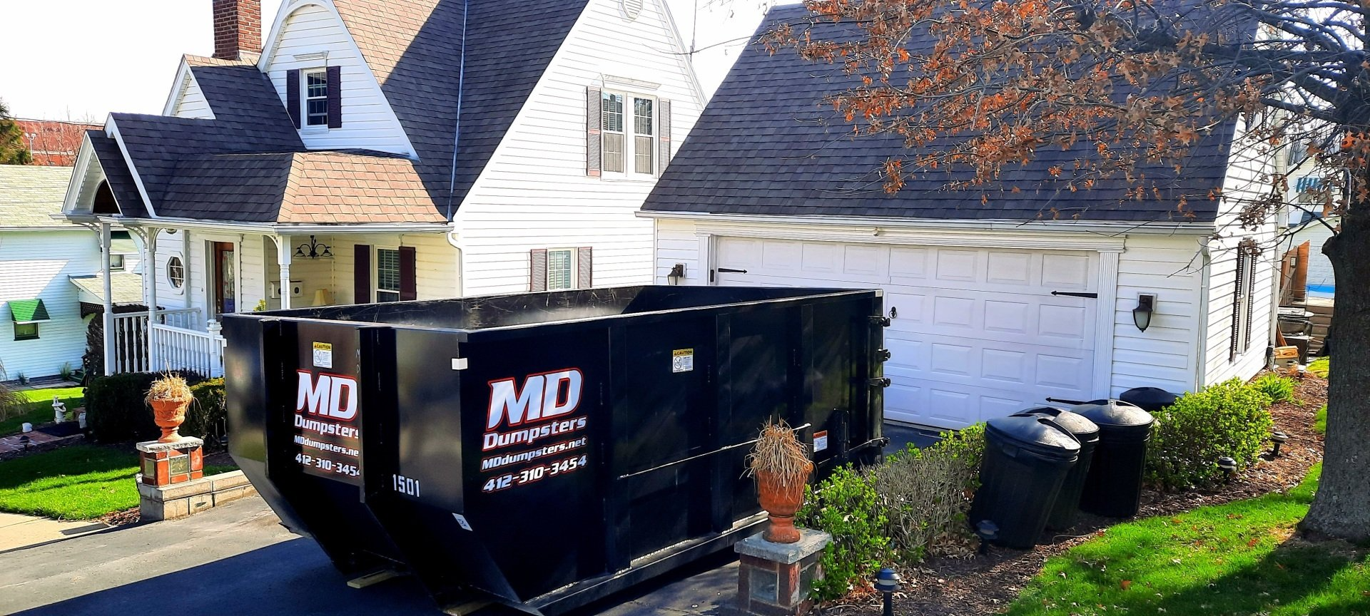 Black dumpster —Monongahela, PA — MD Dumpsters