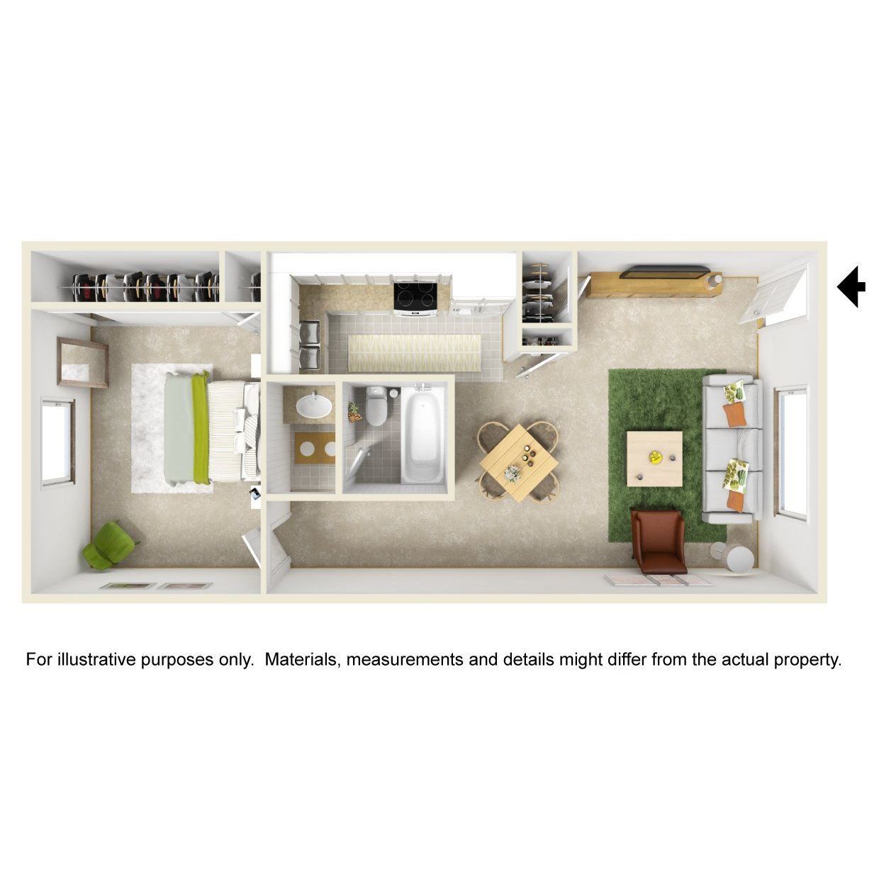 An aerial view of a floor plan of a house.