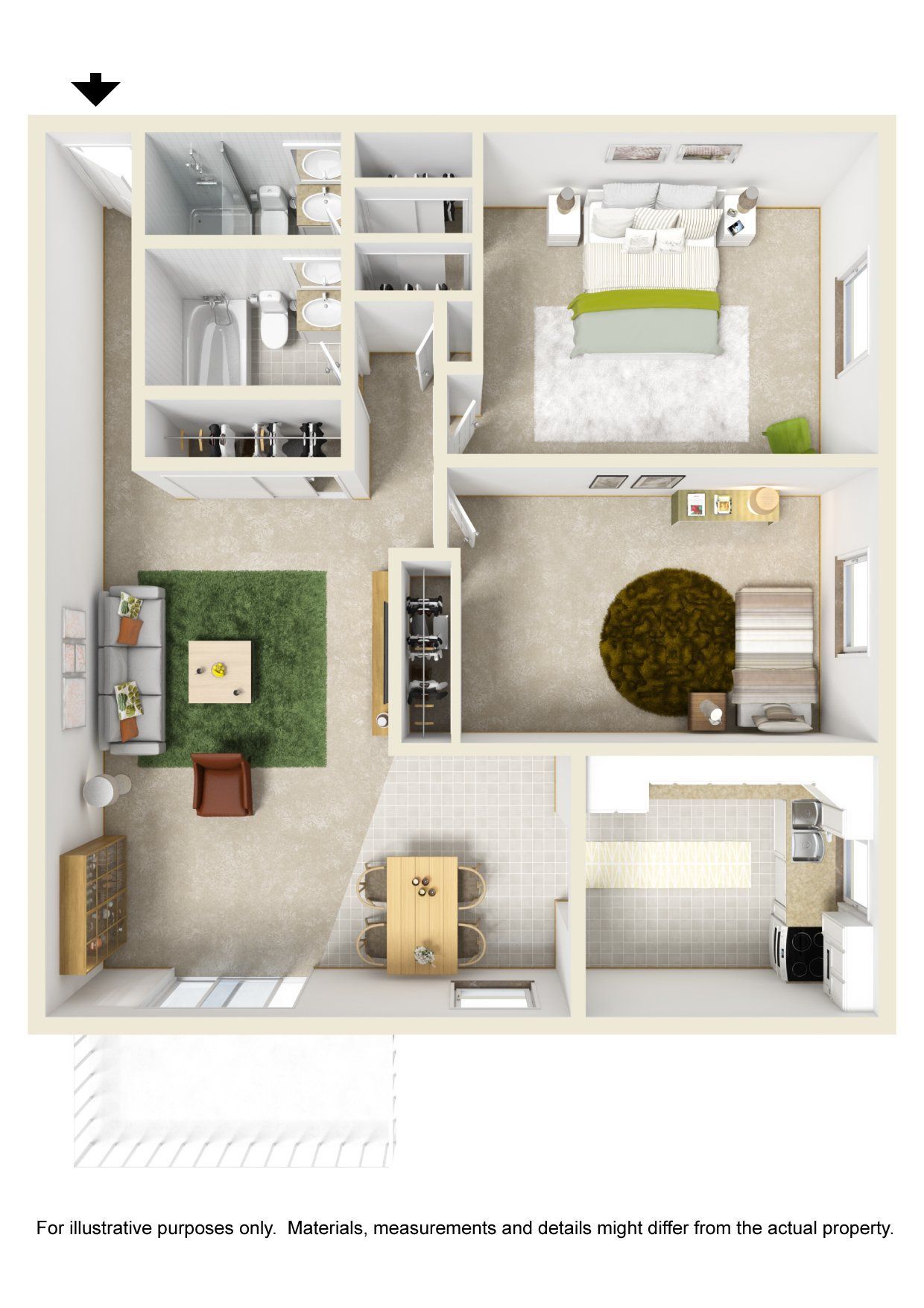 An aerial view of a floor plan of a house.