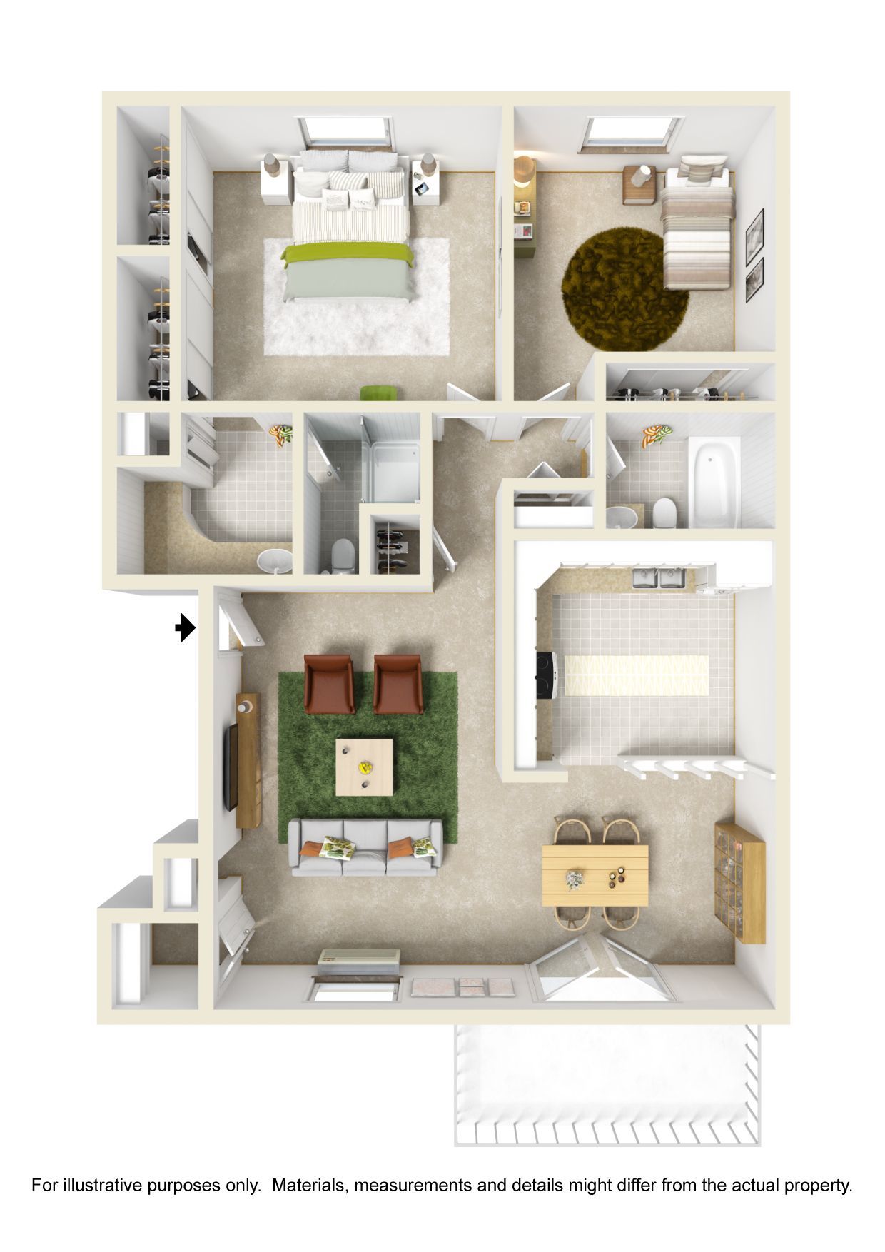 An aerial view of a floor plan of a house.