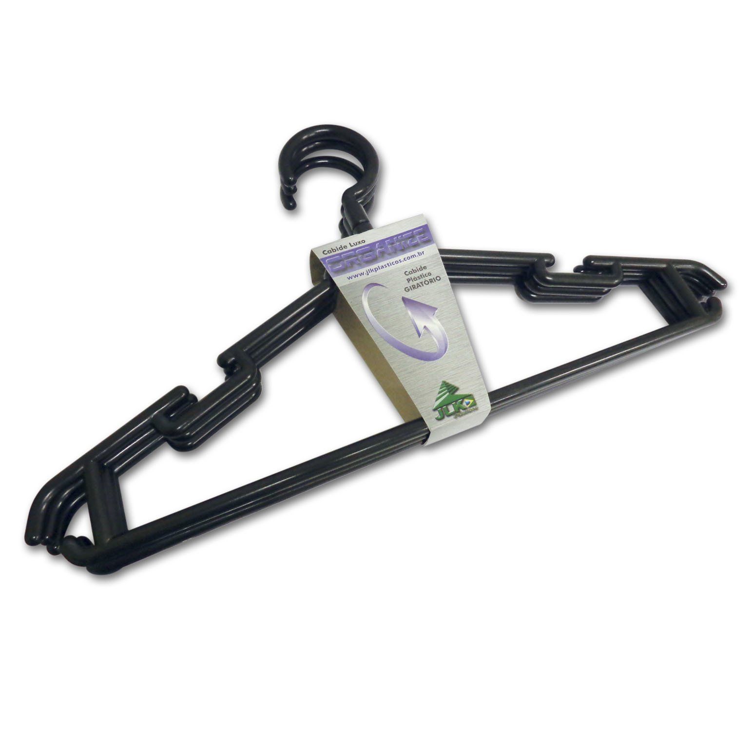 Cabide de plástico preto giratório Luxo