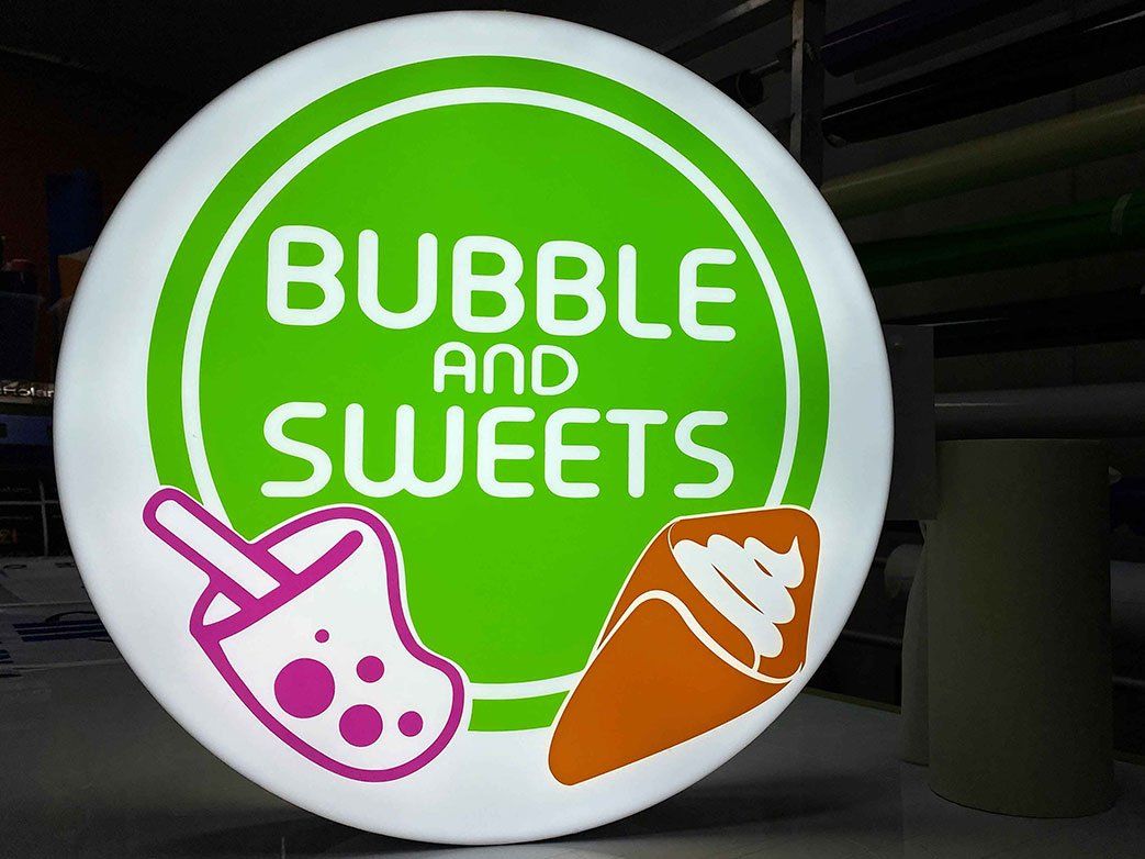 Bubble And Sweets White Signage — Signage In Acacia Ridge, QLD