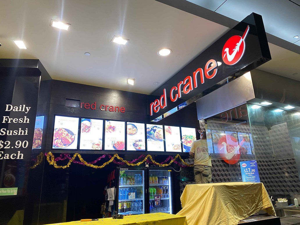 Red Crane Logo and Signes  With Custom Lights — Signage In Acacia Ridge, QLD