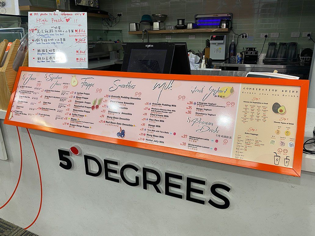 5 Degrees Store Menu Signage — Signage In Acacia Ridge, QLD