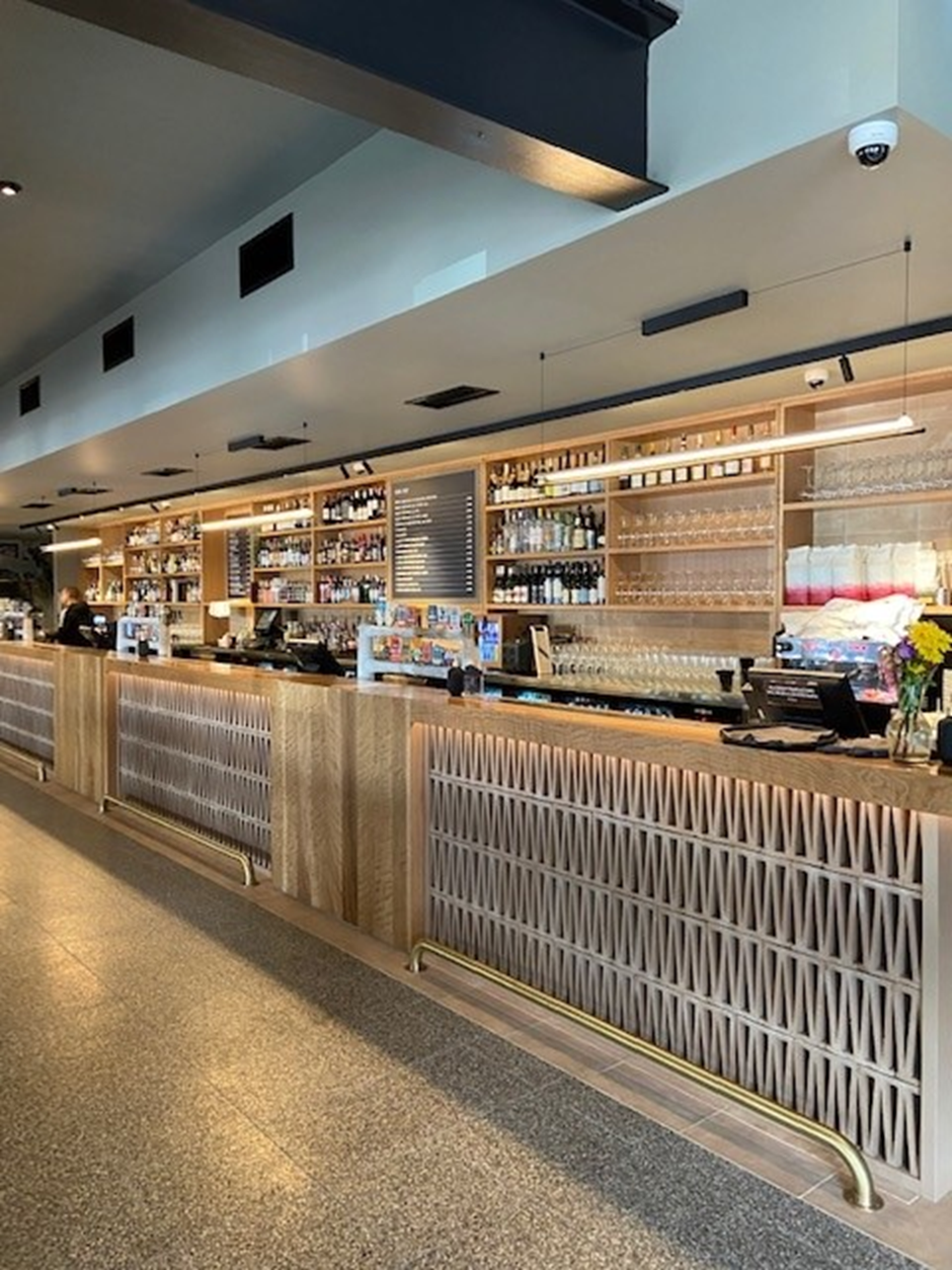 Long Wooden Bar in a Restaurant — Perth Electrical & Data in Joondalup, WA