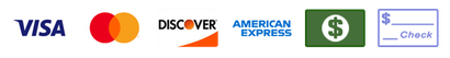 A visa mastercard discover and american express logo on a white background
